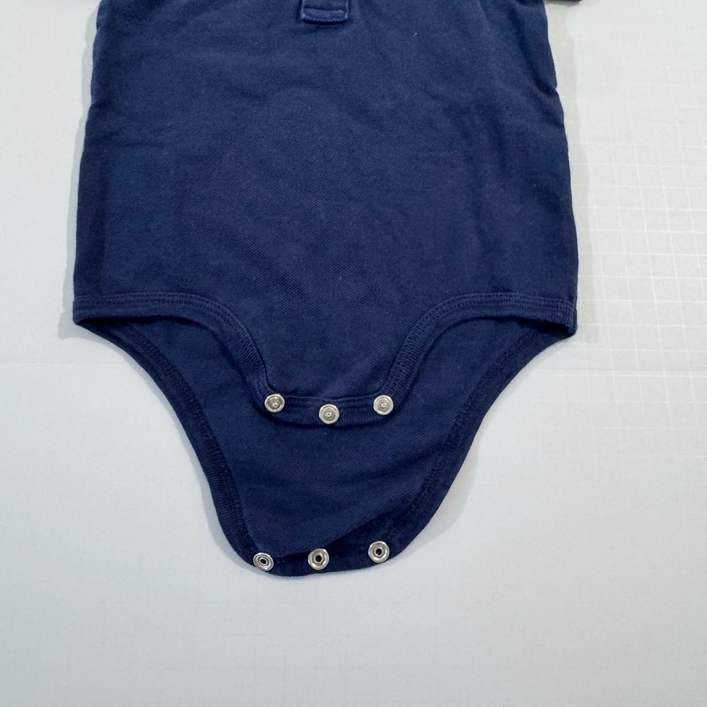 Ralph Lauren Polo Bodysuit Kids 9M Navy Blue Short Sleeve Cotton Pique Logo - Picture 4 of 6